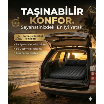 Araç İçi Şişme Yatak Araba Ve Kamp Yatağı Çanta Elektrikli Pompa Tamir Kiti Ve Yastıklı Yatak Seti