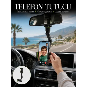 Araç İçi Telefon Tutucu Dikiz Aynasına Takılan Sabit ve Ayarlanabilir