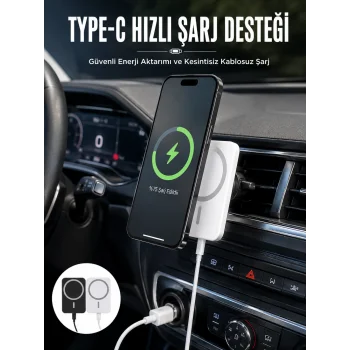 araç uyumlu Kablosuz 15W Taşınabilir Şarj Aleti Çift Kablo Yeni Nesil