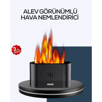 Aromatik Oda Kokusu Difüzörü Alev Tasarımlı LED Işıklı Nemlendirici