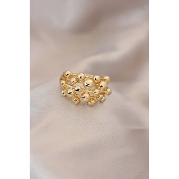 Ayarlamalı Gold Renk Metal Bombeli Boluncuk Model Yüzük