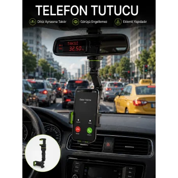 Ayarlanabilir Dikiz Aynası Telefon Tutucu Görüş Açısını Engellemeyen Araç Aparatı