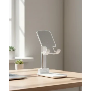 Ayarlanabilir Ergonomik Katlanabilir Masaüstü Telefon Tutucu Beyaz