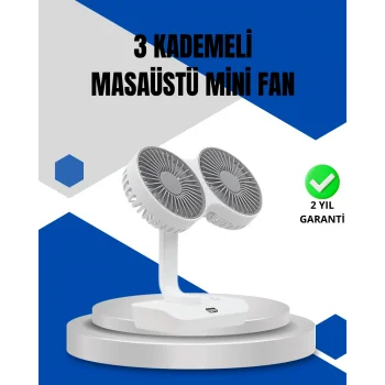 Ayarlanabilir Hızlı Çift Başlıklı Masaüstü Fan – Gece Lambalı Serinletici