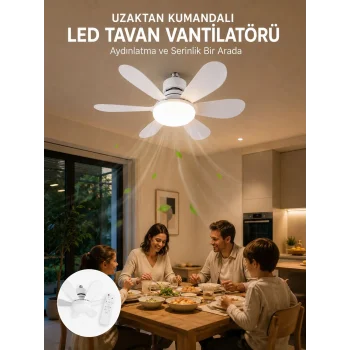 Ayarlanabilir Parlaklık Özellikli LED Tavan Vantilatörü Süper Sessiz Motor Teknolojisi ve Güçlü Hava Akışı