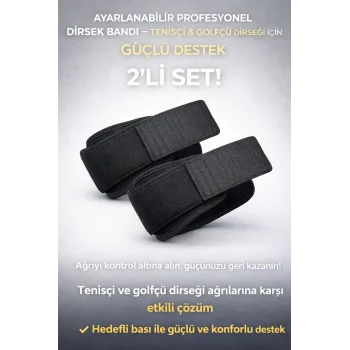 Ayarlanabilir Profesyonel Dirsek Bandı 2’li Set – Tenisçi & Golfçü Dirseği İçin Güçlü Destek