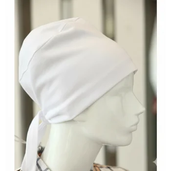 Bağlamalı Tesettür Bone - Bağlamalı Bandana Beyaz