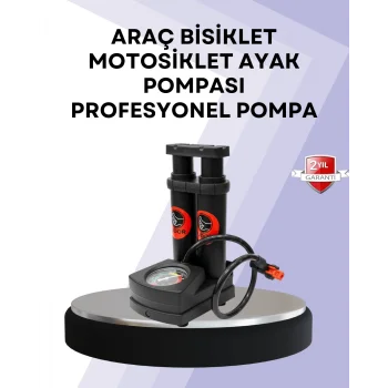 Basınç Saatli Ayak Pompası Bisiklet ve Araç Uyumlu