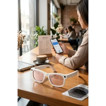 Beyaz Aı Akıllı Gözlük No 04 Kameralı Bluetooth Birinci Şahıs Çekim Kamera Mikrofon Ve Hoparlörlü