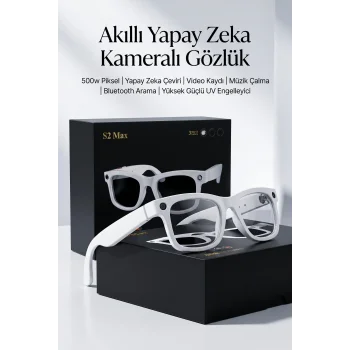 Beyaz Aı Akıllı Gözlük No 12 Kameralı Bluetooth Chatgpt Destekli Yapay Zeka Çeviri Ve Sesli Asistan
