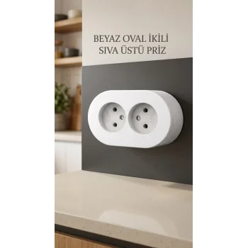 Beyaz Renk Çiftli Topraklı Sıva Üstü Priz - İç Mekan Uygunluğu
