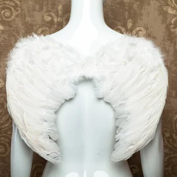 Beyaz Renkli Orta Boy Çocuk Melek Kanadı 50x35 cm (5047)