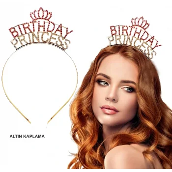 Birthday Princess Kristal Taç – Altın Kaplama (5047)