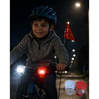 Bisiklet Ön Arka Işık Seti Silikon  LED Güvenlik Lambası