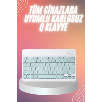 Bluetooh Wıreless Keyboard Siyah Q Klavye İOS Ipad Android Windows Uyumlu