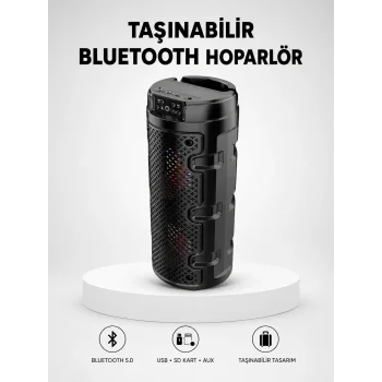Bluetooth 5.0 Kablosuz Hoparlör Çift Sürücülü Yüksek Ses Kalitesi Kompakt Tasarım