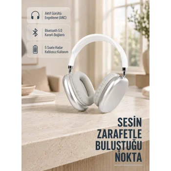 Bluetooth 5.0 Kulak Üstü Kulaklık – Uzamsal Ses, Gürültü Engelleme, Ergonomik Tasarım