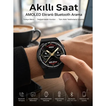 Bluetooth Bağlantılı Akıllı Saat Tüm Telefonlara Uyumlu Değiştirilebilir Kordon