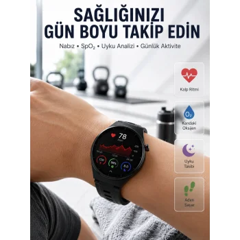 Bluetooth Konuşma Özellikli Akıllı Saat AMOLED Ekran, Sağlık Takibi ve 3 Farklı Kordon