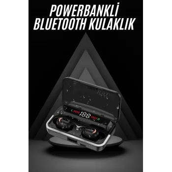 Bluetooth Kulaklık Dijital Şarj Göstergeli Powerbankli Bass Özellikli Kablosuz Kulakiçi 5.1 Mikrofonlu