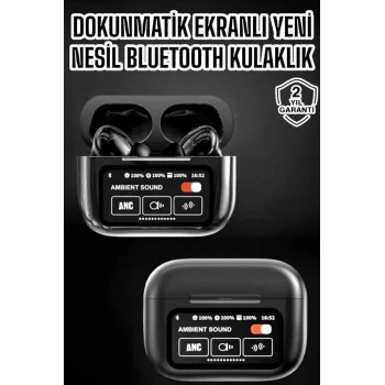 Bluetooth Kulaklık Kablosuz Ekranlı ANC/ENC Destekli Dokunmatik