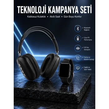 Boyun Bantlı Kulaklık ve 7 Kordonlu Yeni Nesil Akıllı Saat Kampanyası Yüksek Ses Kaliteli