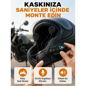 BT22 Kask İçi Bluetooth Kulaklık Hızlı Eşleşme ve Gürültü Önleyici Mikrofon Yeni Nesil
