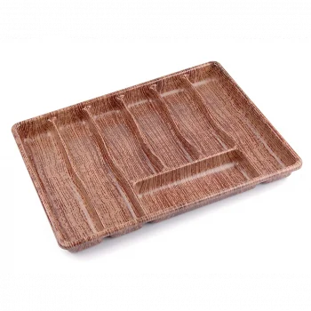 BÜYÜK - AHŞAP RENK - 7 BÖLMELİ ÇEKMECE İÇİ KAŞIKLIK 50X37CM (5047)