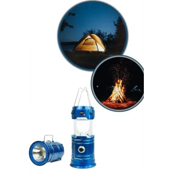 Büyük Boy Güneş Enerjili Kamp Feneri Işıldak Lamba USB Şarjlı