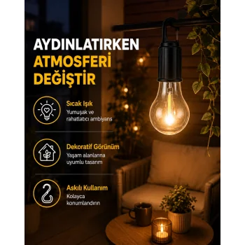 C Tipi Şarjlı Asılabilir Kamp Feneri