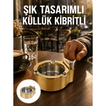 Çakmak Entegreli Küllük Yeniden Doldurulabilir Metal Gövde
