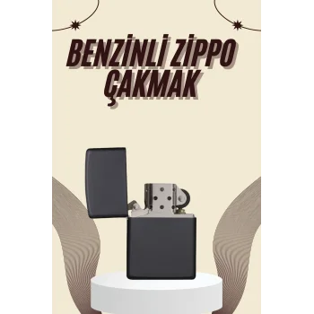Çakmak Parlak Siyah Benzinli Çakmak Cep Boy Doldurulabilir