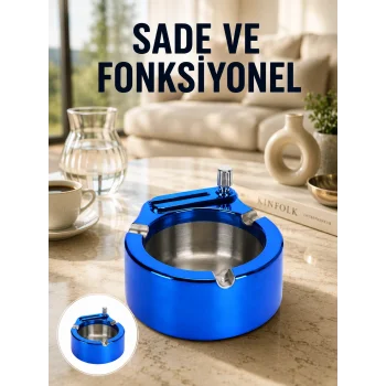 Çakmaklı Küllük Paslanmaz Çelik Şık Masa Aksesuarı