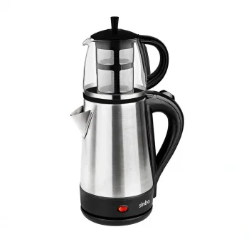 CAM DEMLİKLİ ELEKTRİKLİ ÇELİK ÇAYCI SETİ 1600W - 1.7LT - 0.7LT  STM-5836 (5047)