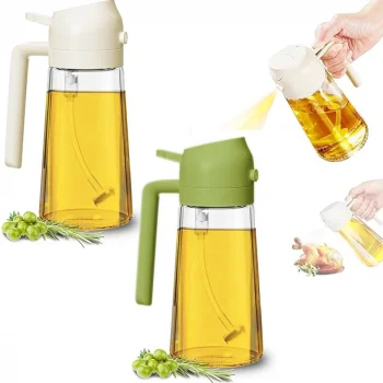 CAM YAĞDANLIK 2IN1 SPREYLİ AKITMALI KİLİTLİ KAPAKLI SÜRAHİ MODELİ 450ML