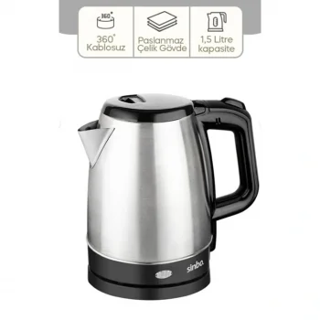 ÇELİK KETTLE 1.7LT GİZLİ REZİSTANS - KABLOSUZ SK-8015 (5047)