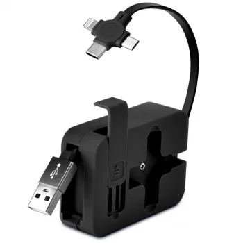 Cep Tipi Telefon Tutuculu Makaralı Uzayıp Kısalabilen 3'ü 1 Arada USB Şarj Kablosu (5047)