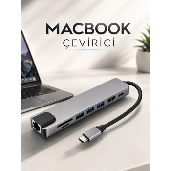 Çevirici Dönüştürücü Adaptör Macbook 3 In 1 Type-C To Hdmı USB 3.0