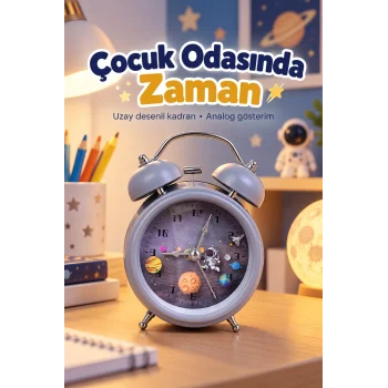 Çift Çanlı Analog Çalar Saat Dekoratif Masa Saati