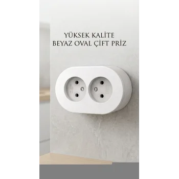 Çift Girişli Beyaz Sıva Üstü Modern Duvar Prizi