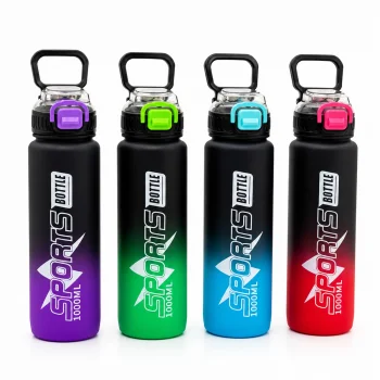 ÇİFT RENKLİ TUTMALI PLASTİK PİPETLİ SPOR MATARA SULUK 1000ML (5047)
