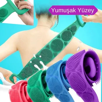 Çift Taraflı Banyo Hamam Lifi Silikon Masajlı Yumuşak Duş Lifi Uzun Ömürlü Hazır Banyo Kesesi (5047)
