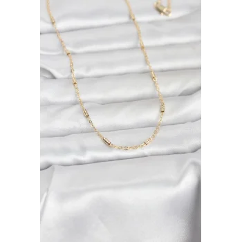 CM 14K Gold Renk Bar Zincir Model 60 cm Kadın Kolye