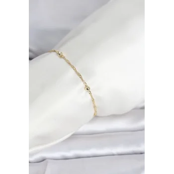 CM 14K Gold Renk Burgu Topçuk Model Kadın Bileklik