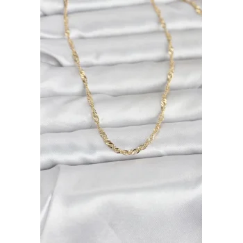 CM 14K Gold Renk Burgu Yassı Model 60 cm Kadın Kolye
