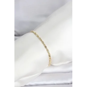 CM 14K Gold Renk Burgu Zincirli Model Kadın Bileklik