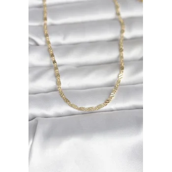 CM 14K Gold Renk Çizgi Lazer Model 60 cm Kadın Kolye