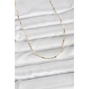 CM 14K Gold Renk Çubuk Kesme Zincir Model 60 cm Kadın Kolye