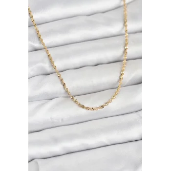 CM 14K Gold Renk Ezme Burgu Zincir Model 60 cm Kadın Kolye