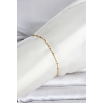 CM 14K Gold Renk Ezme Burgu Zincir Model Kadın Bileklik